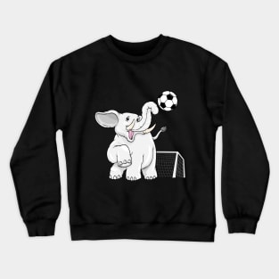 Elephant as soccer player with soccer ball Crewneck Sweatshirt